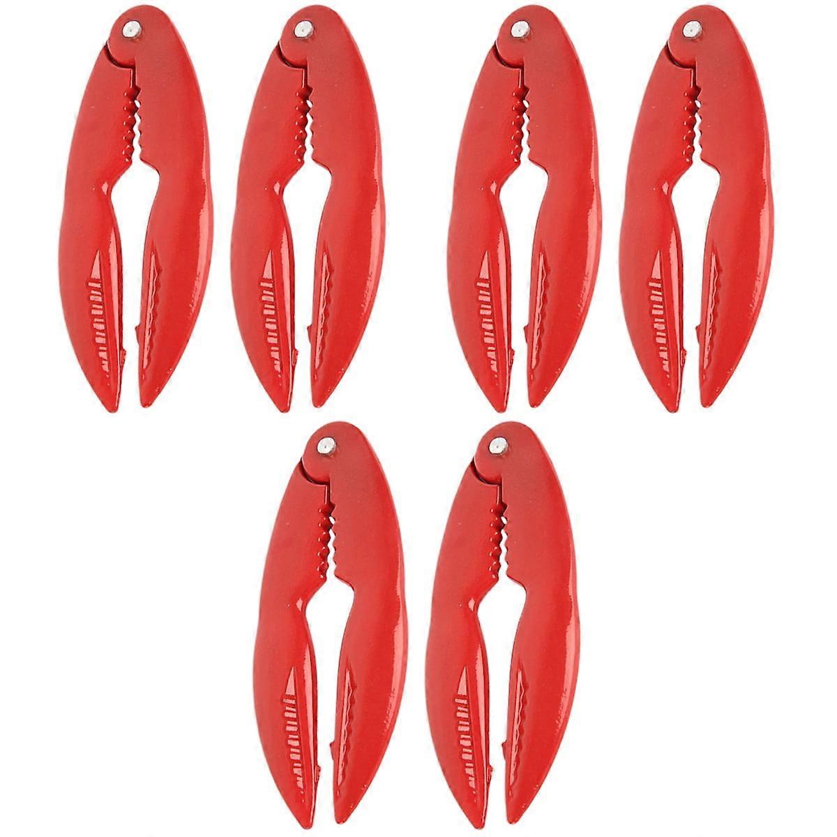 6 Pcs Cracker Shells Crackers Nut Tool Crab Clamp Lobster Clip Metal Clamps Scissors Red Aluminum Alloy