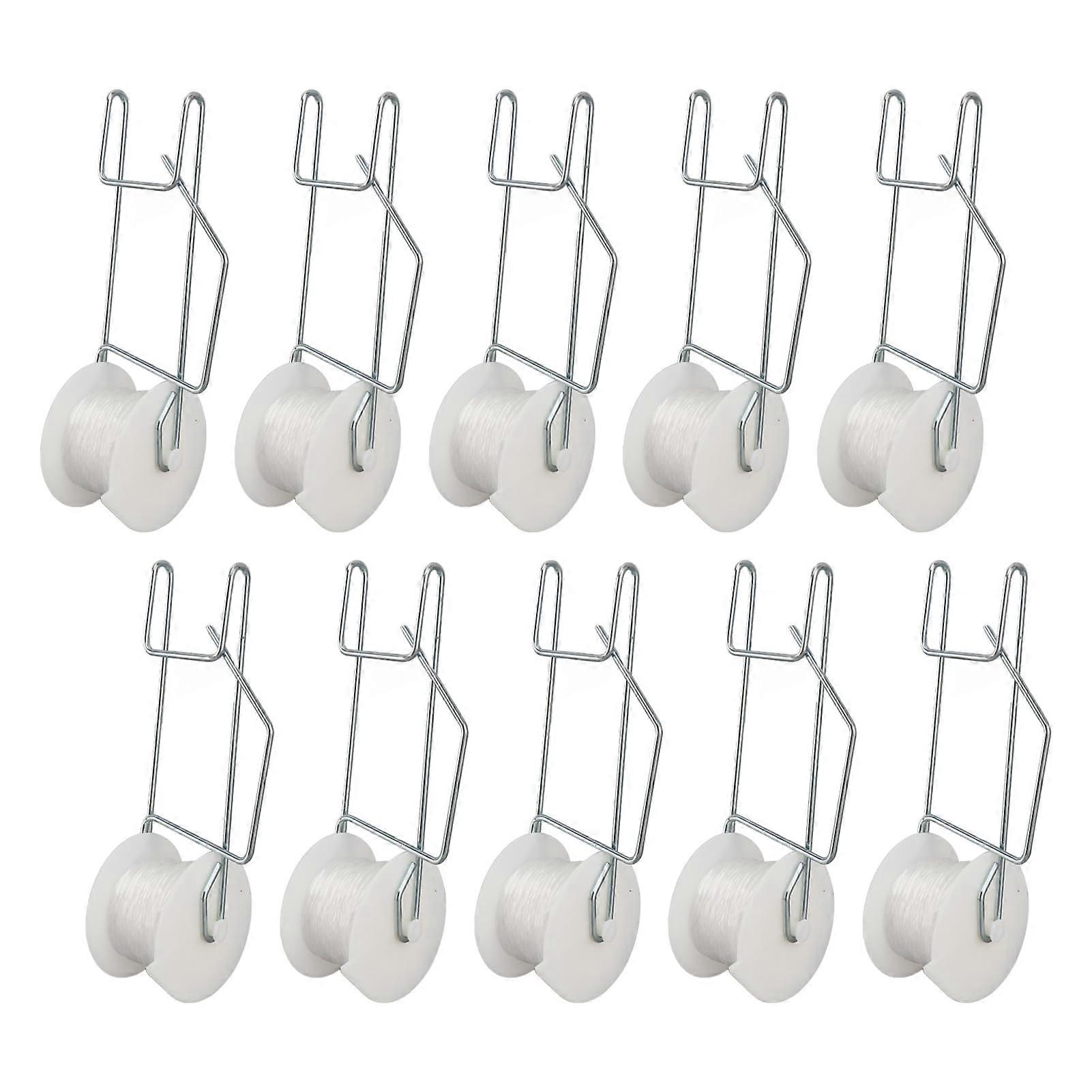 Tomato Roller Hooks with Twine for Vertical Gardening, 10pcs Galvanized Steel Plant Trellis Hooks