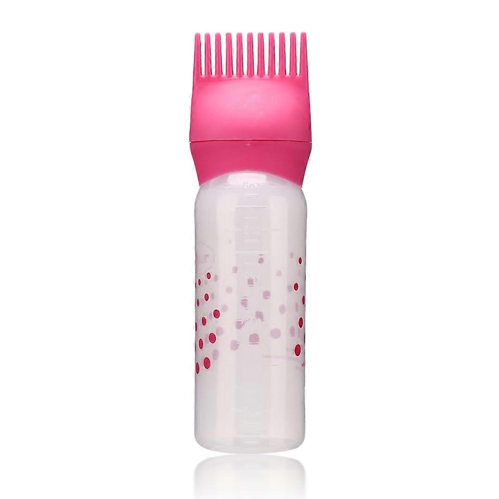 Root Comb Hair Dye Applicator Bottle with Brush for Precise Root Coverage, Rose Red 170ml