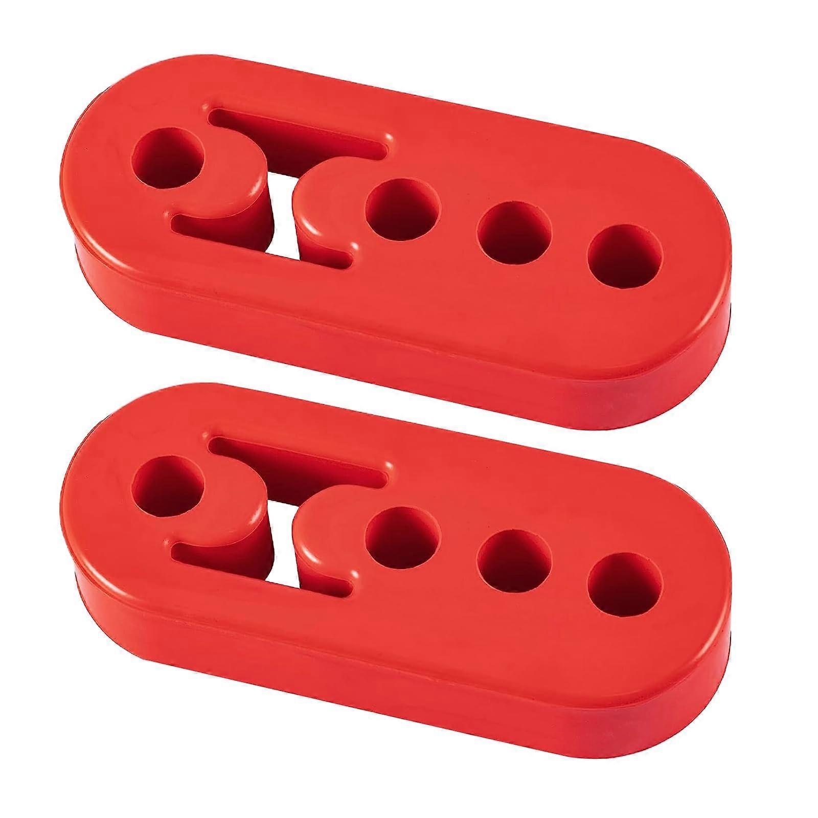 2PCS Universal Rubber Exhaust Hanger 4Hole Muffler Bracket Red  Density Noise Reduction