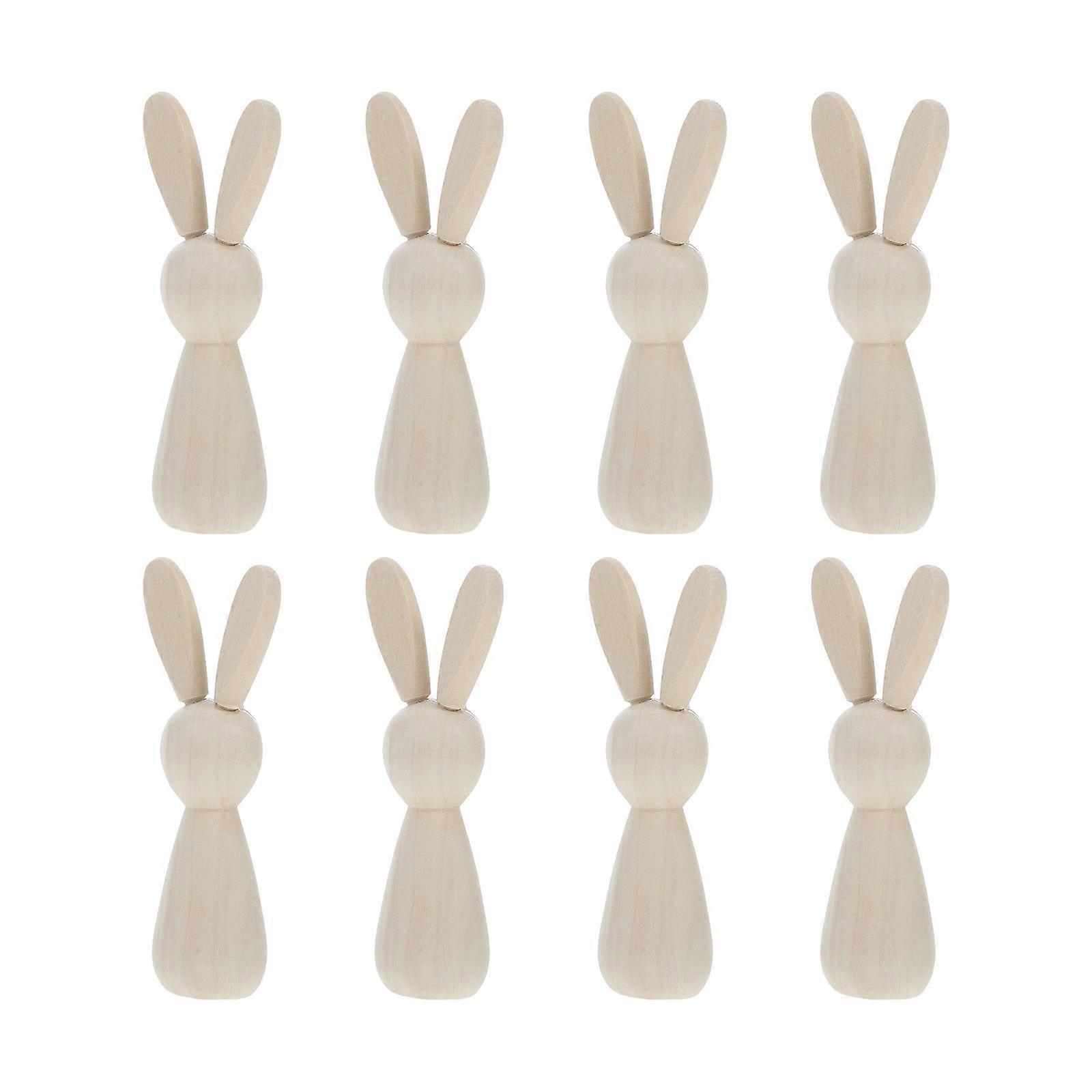 Easter Wooden Rabbit DIY Peg Dolls Set for Creative Craft Projects 8Pcs