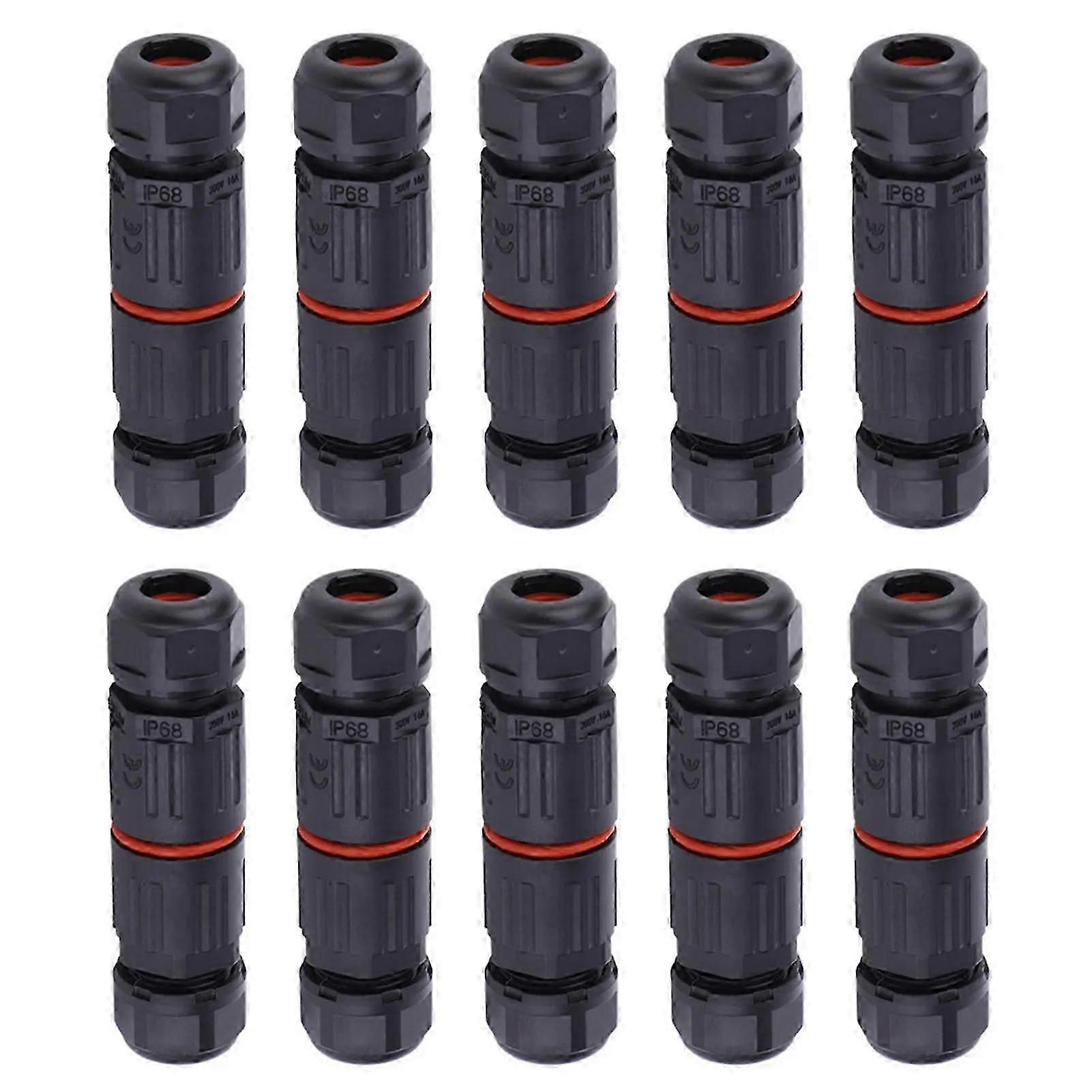 10Pcs IP68 Waterproof Screwless Mini Connector 3 Cores Direct-through Outdoor Lighting Quick Connection Terminal  Shwy