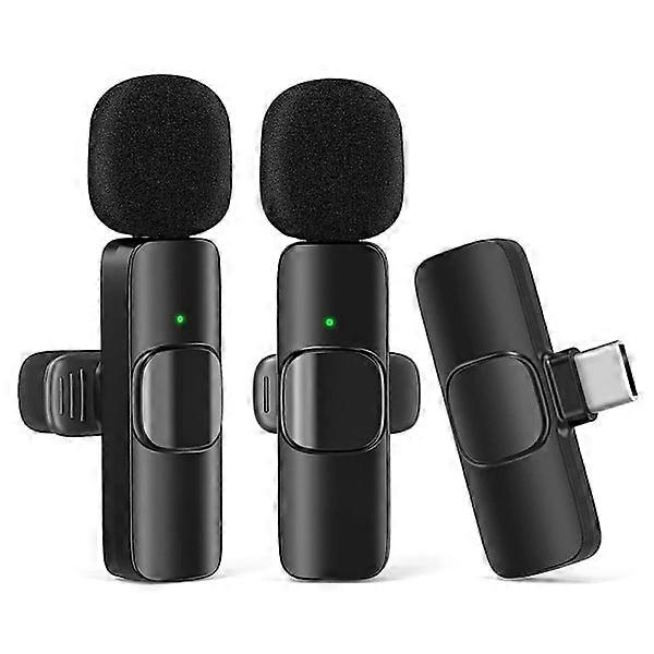 2-pack - Lavalier microphone for mobile - Wireless - USB-C Black
