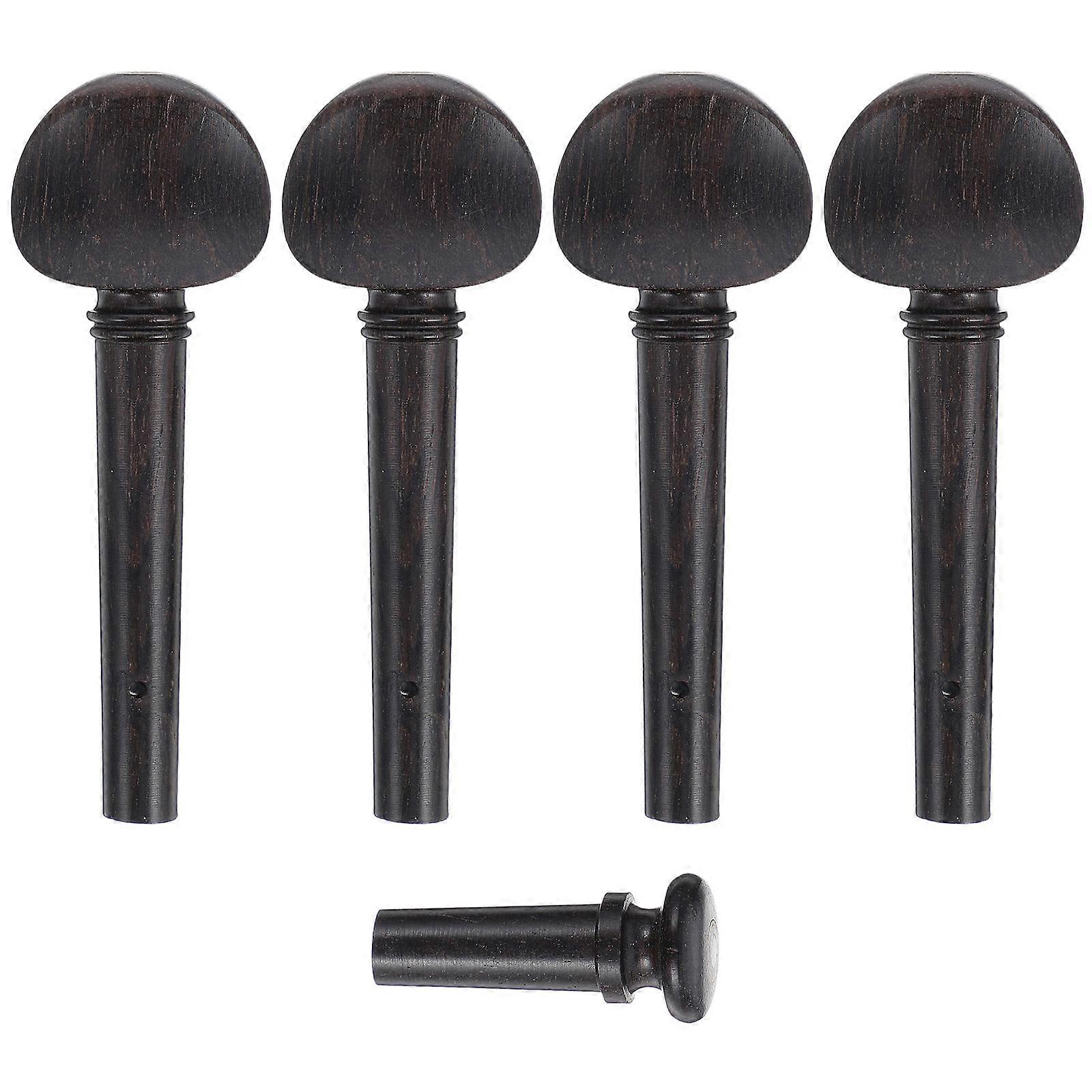 Black Ebony Violin Tuning Pegs and Endpin Set for Music Instruments 1Set