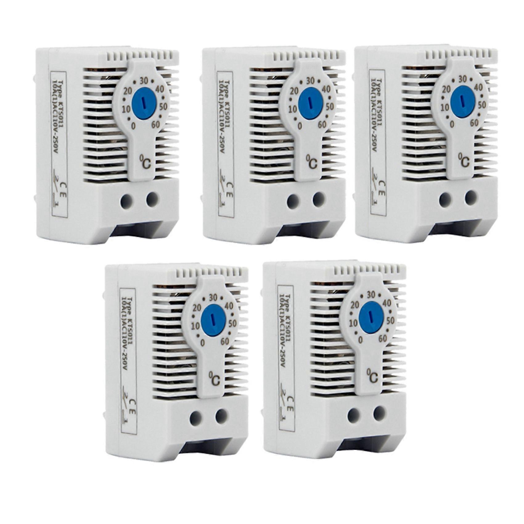 5X KTS011 NO Normally Open Adjustable Mechanical Temperature Controller Cabinet Thermostat Din Rail,Used for Cooling