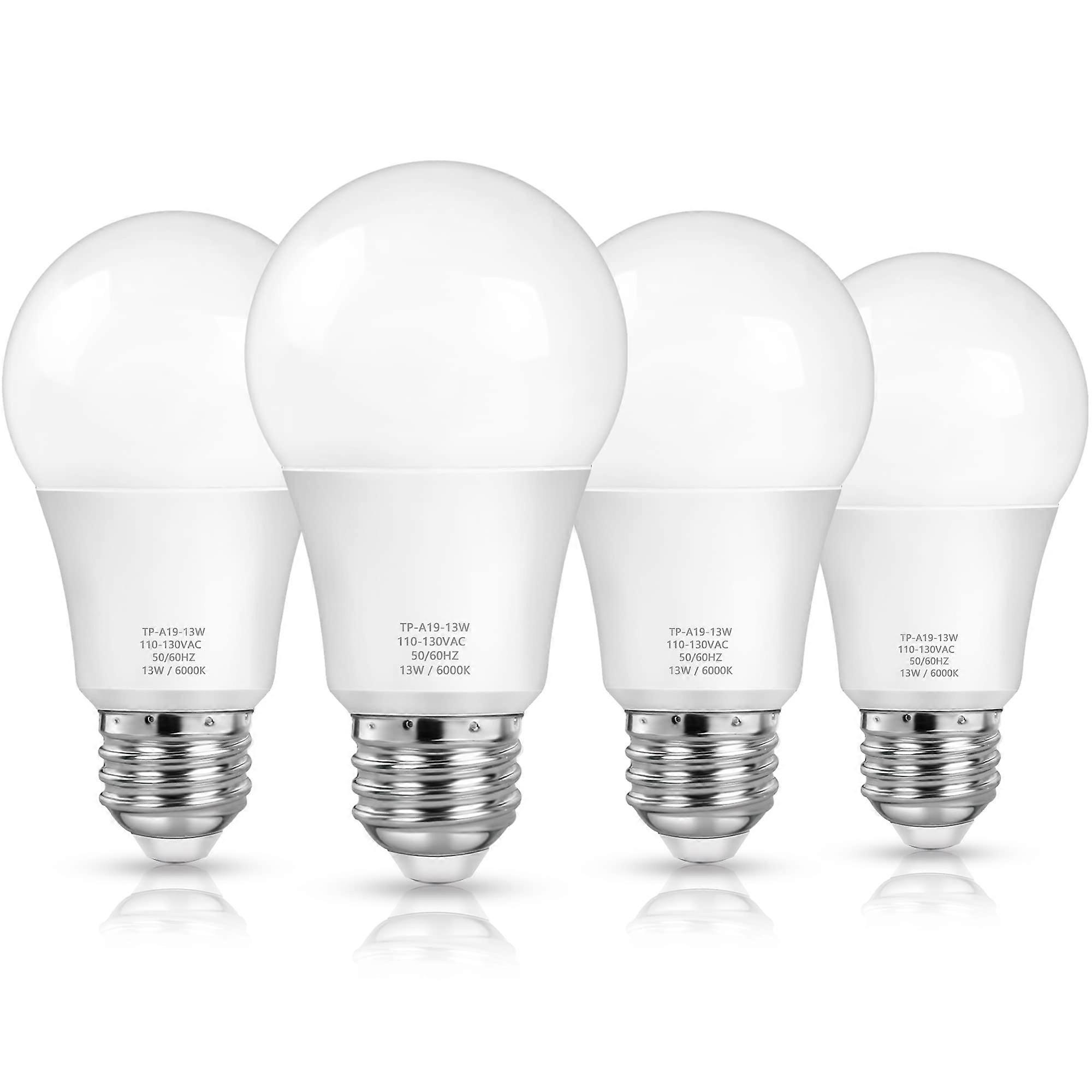 A19 LED Light Bulbs 100W Equivalent Cool White 1500 Lumens E26 Base 13W NonDimmable 4Pack