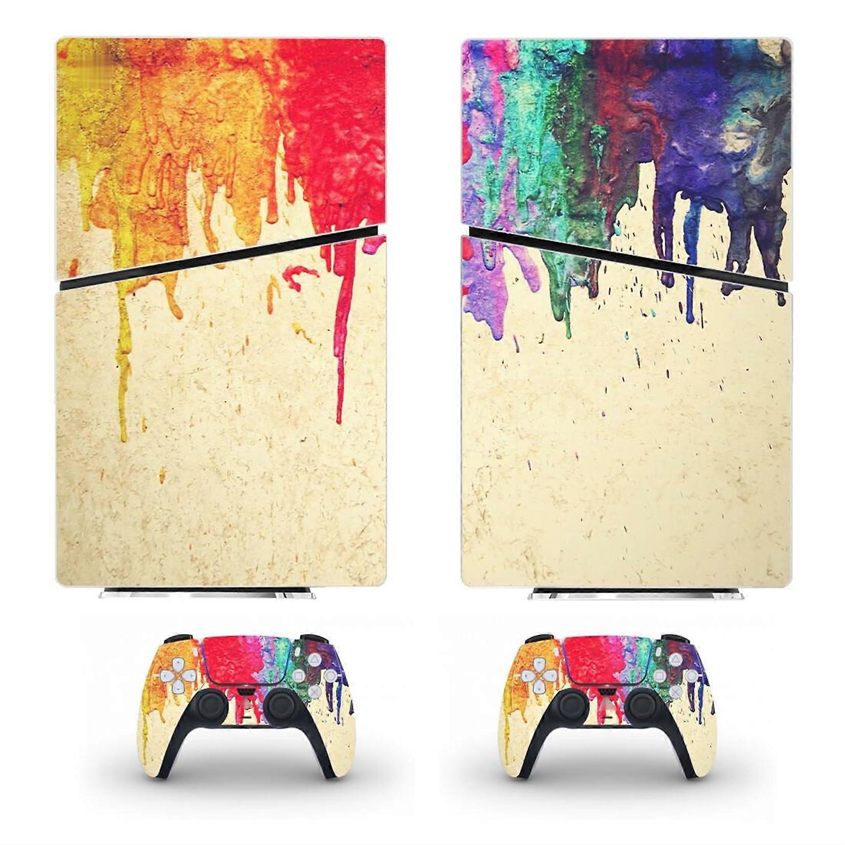 Anti Scratch PS5 Slim Skin Vinyl Cover Wraps for Disc & Digital Edition Console and Controller, Scratch Resistant, Compatible with PS5 Slim 24222