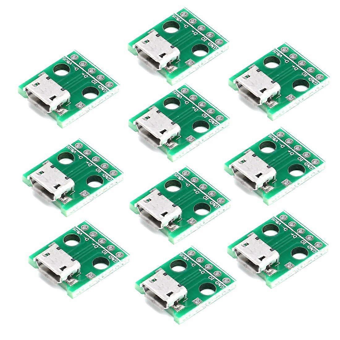 10pcs Micro USB to DIP Adapter 5 Pin Female Connector B Type PCB Board Converter 2.54mm