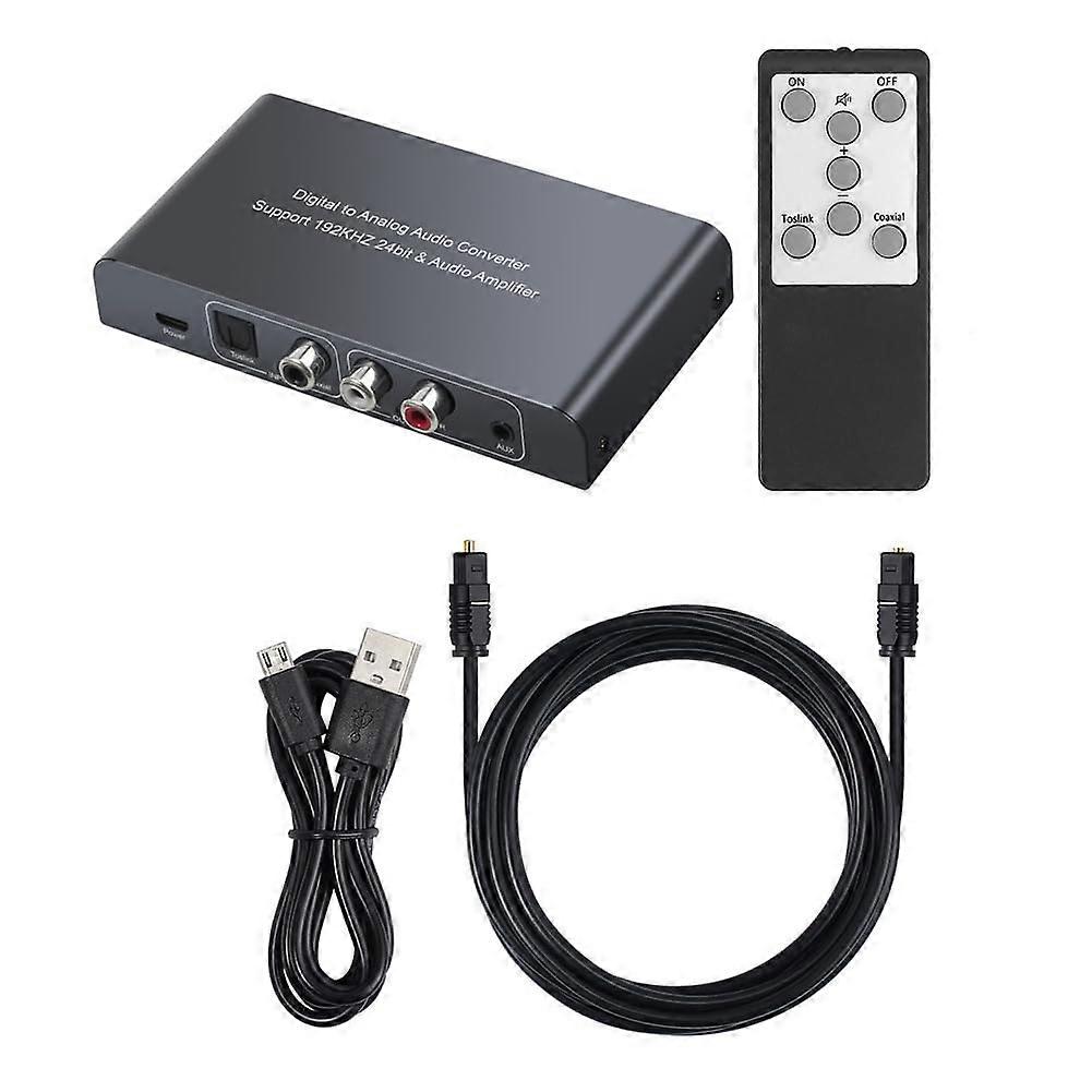 Audio Converter Digital to Analog with IR Remote Control, 192KHz 24Bit DAC, Coaxial Toslink to RCA 3.5mm Adapter