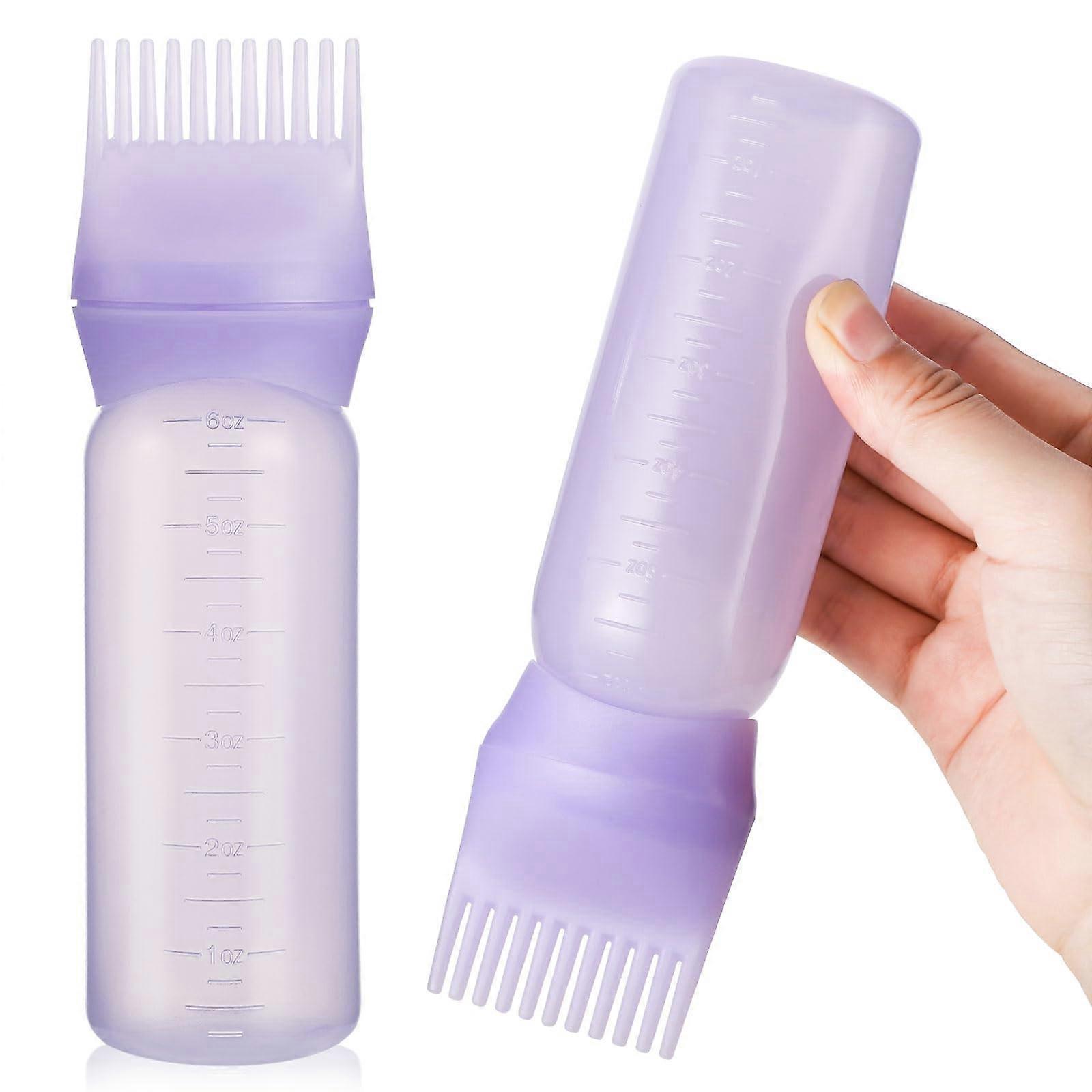 Hair Dye Applicator Bottle with Comb Tip 6oz Purple for Precise Root Application and Mess Coloring