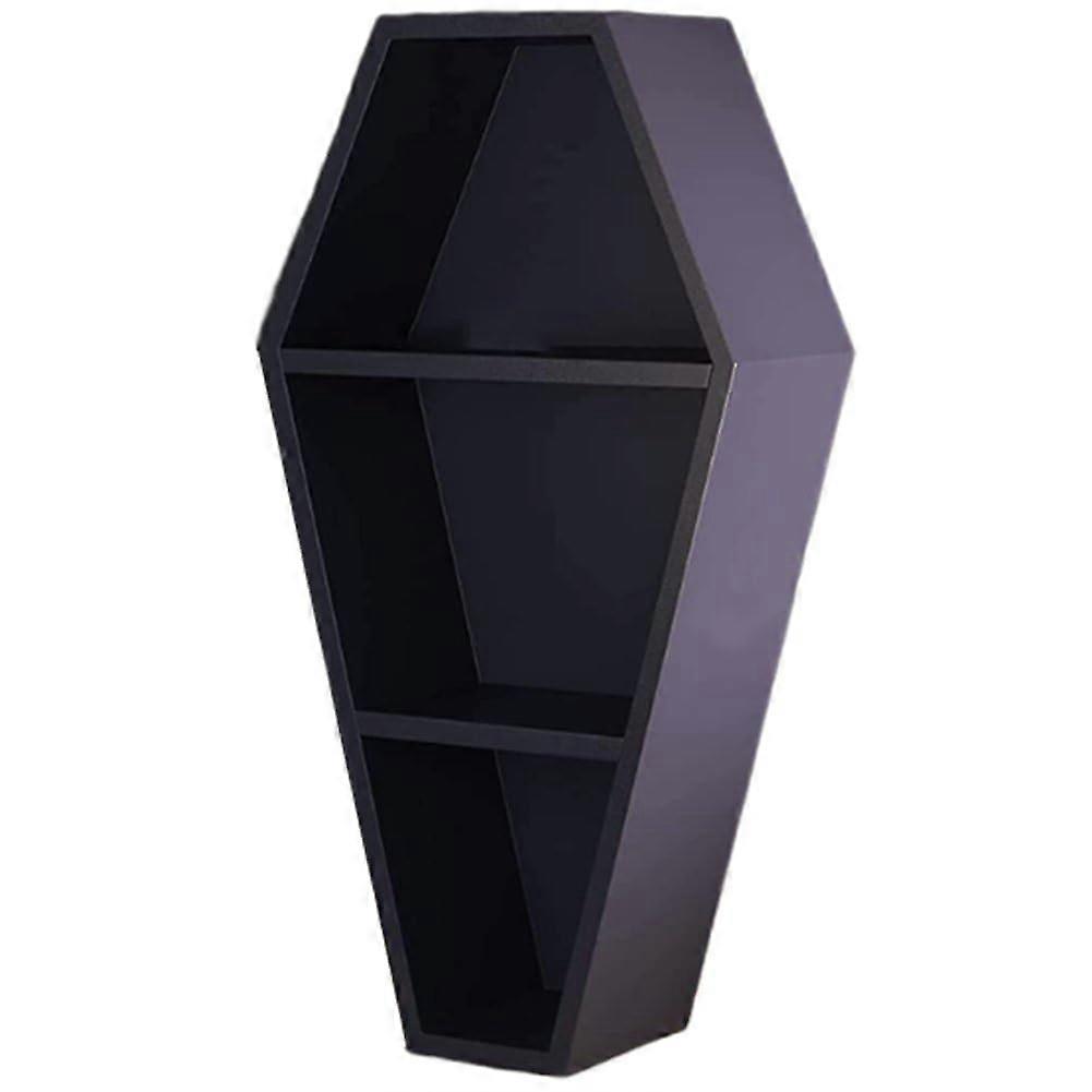 Coffin Shelf with Classic Gothic Design, Wooden Wall Decor for Halloween and Versatile Display