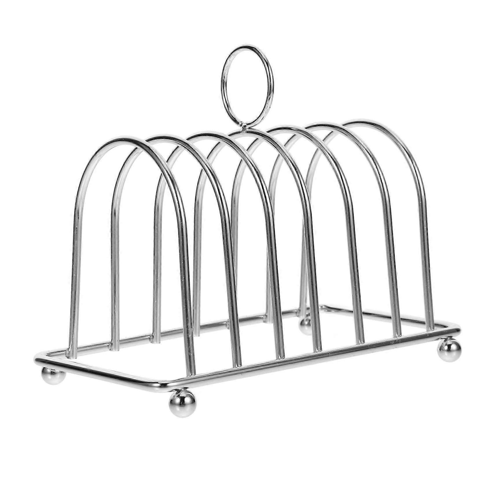 Metal Toast Rack Holder with Smooth Surface and Carry Handle for Kitchen Countertop Bread Storage
