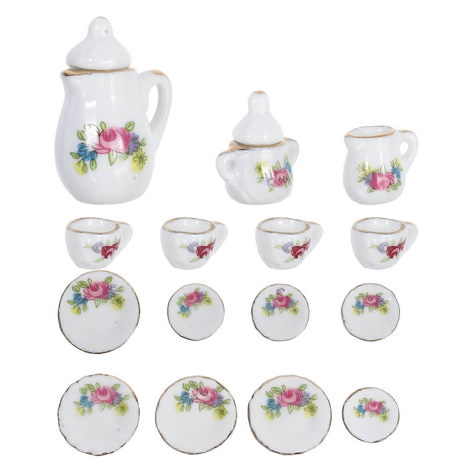 Mini Tea Set Mini Ceramic Tableware for Decor 1Set Assorted Color