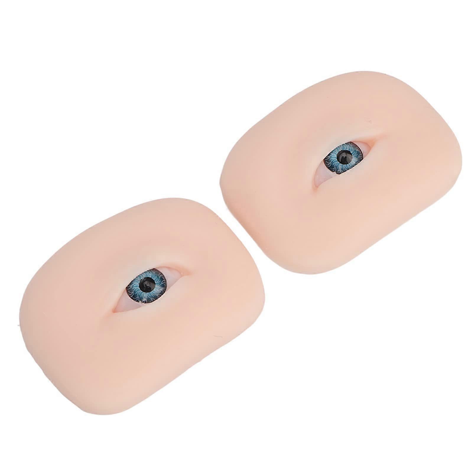 Silicone Eye Model Pair with Realistic Texture for Makeup Practice and Lash Training Blue Eyeball