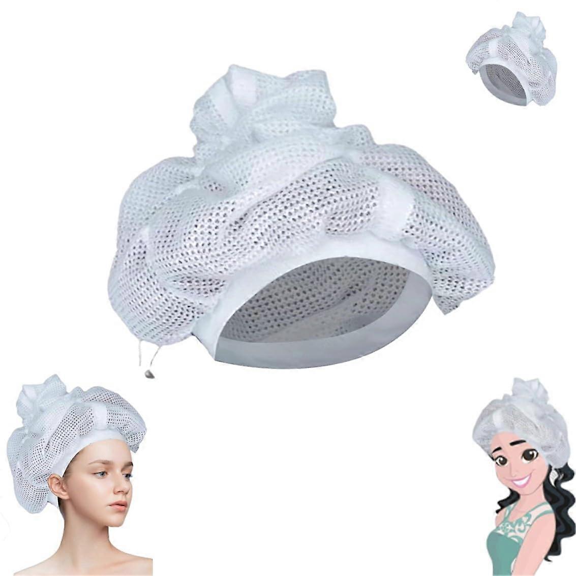Curly Hair Drying Cap with Breathable Mesh and Adjustable Drawstring for Air Drying Curls