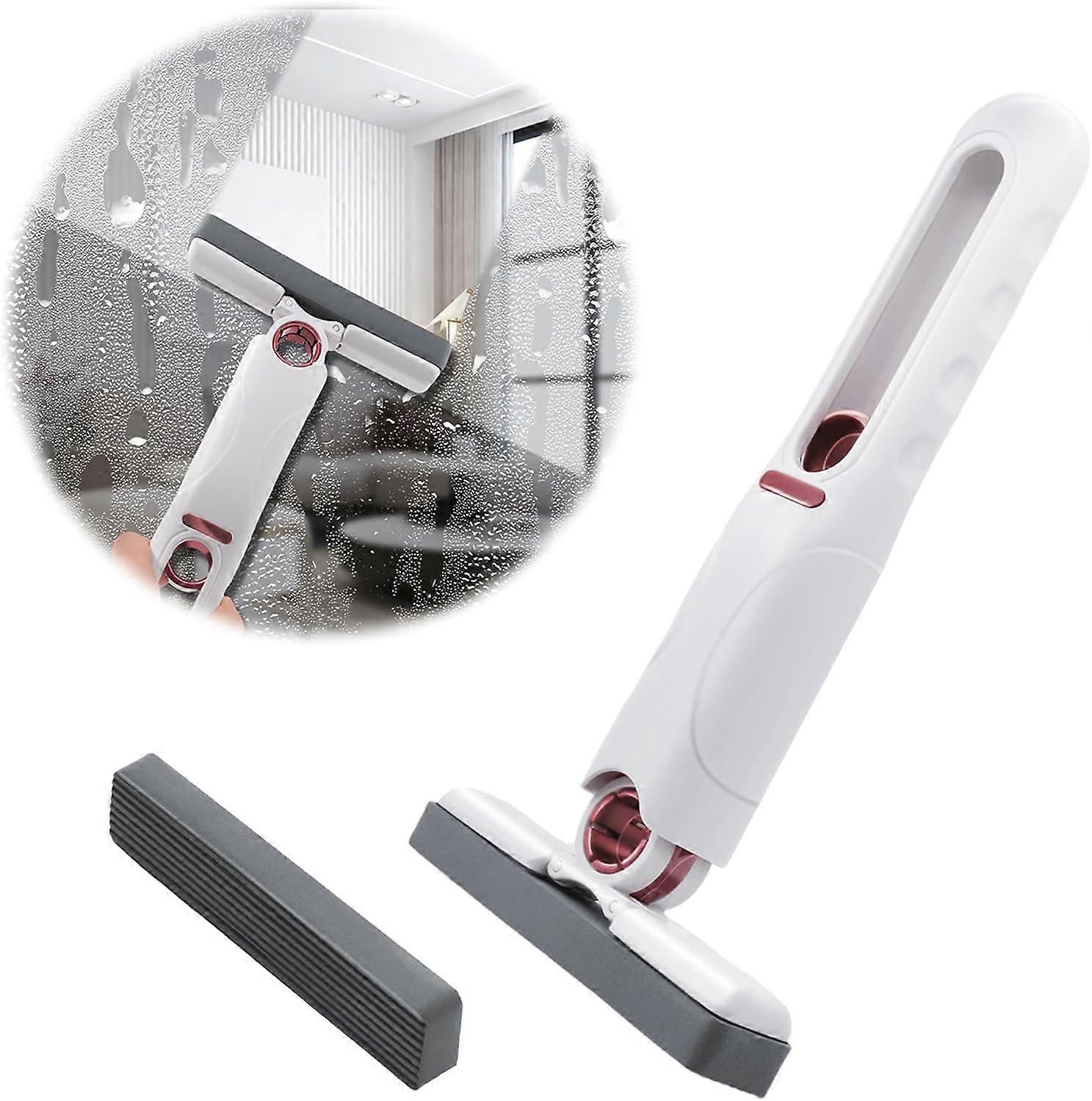 Mini Sponge Mop with Squeeze Handle, Super Absorption for Kitchen and Bathroom, 2 Heads Included