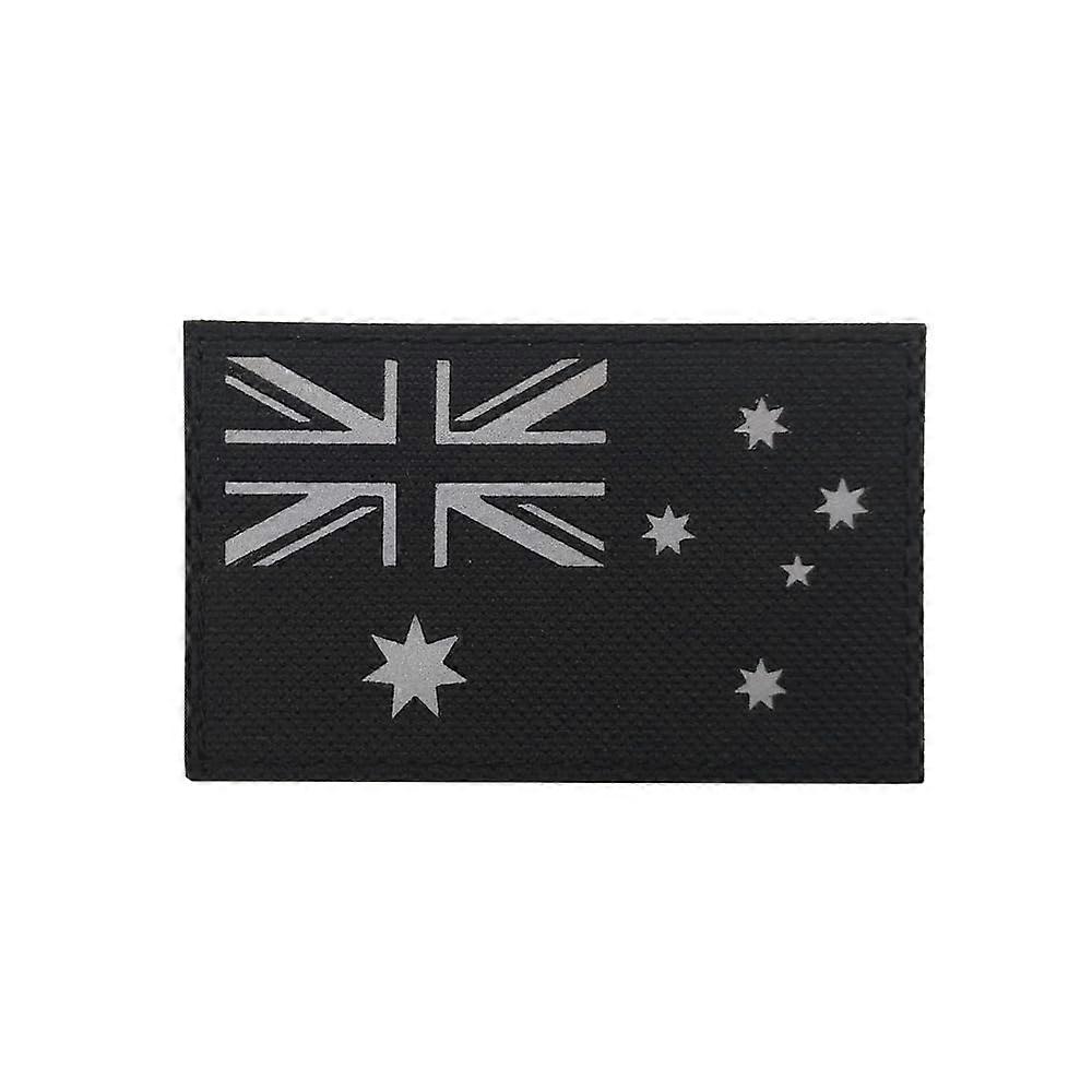 IR Reflective Australian Flag Tactical Patch with Hook and Loop Attachment Black