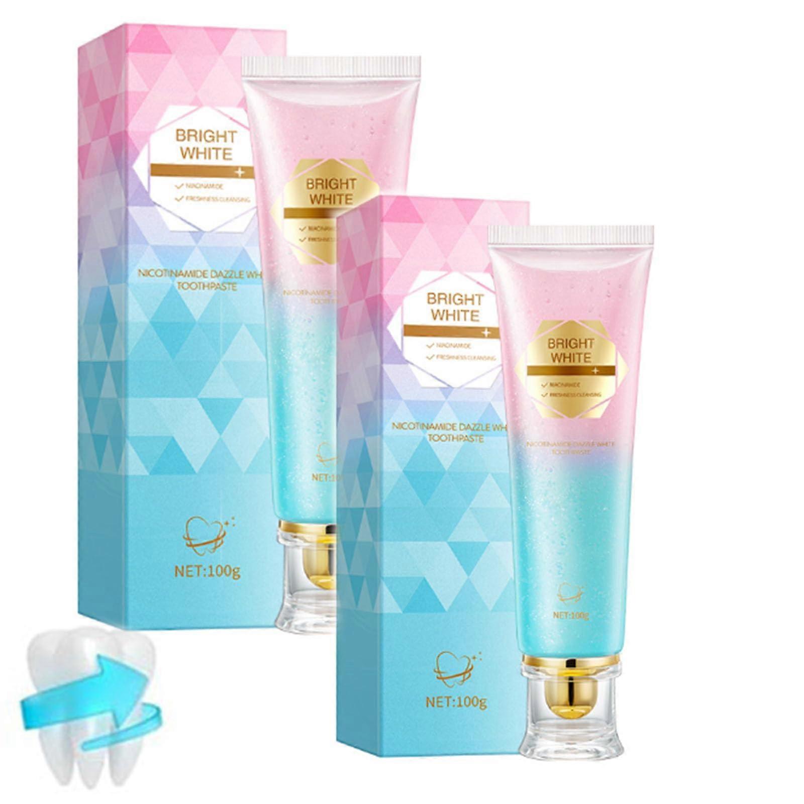 Whitening Toothpaste 2 Pack, Fluoride Probiotic Formula for Surface Stain Removal and Fresh Breath