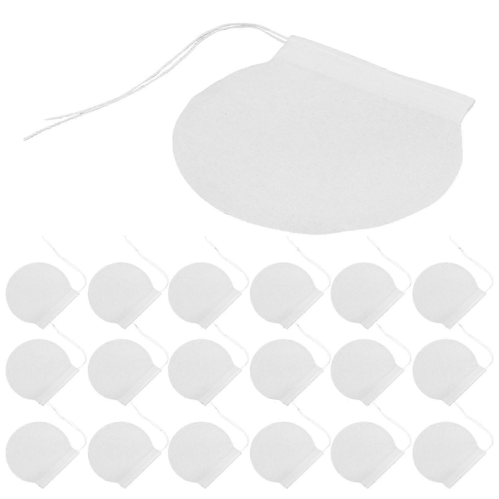 Round Disposable Drawstring Tea Bags for Brewing Tea 100Pcs White Filter Bags