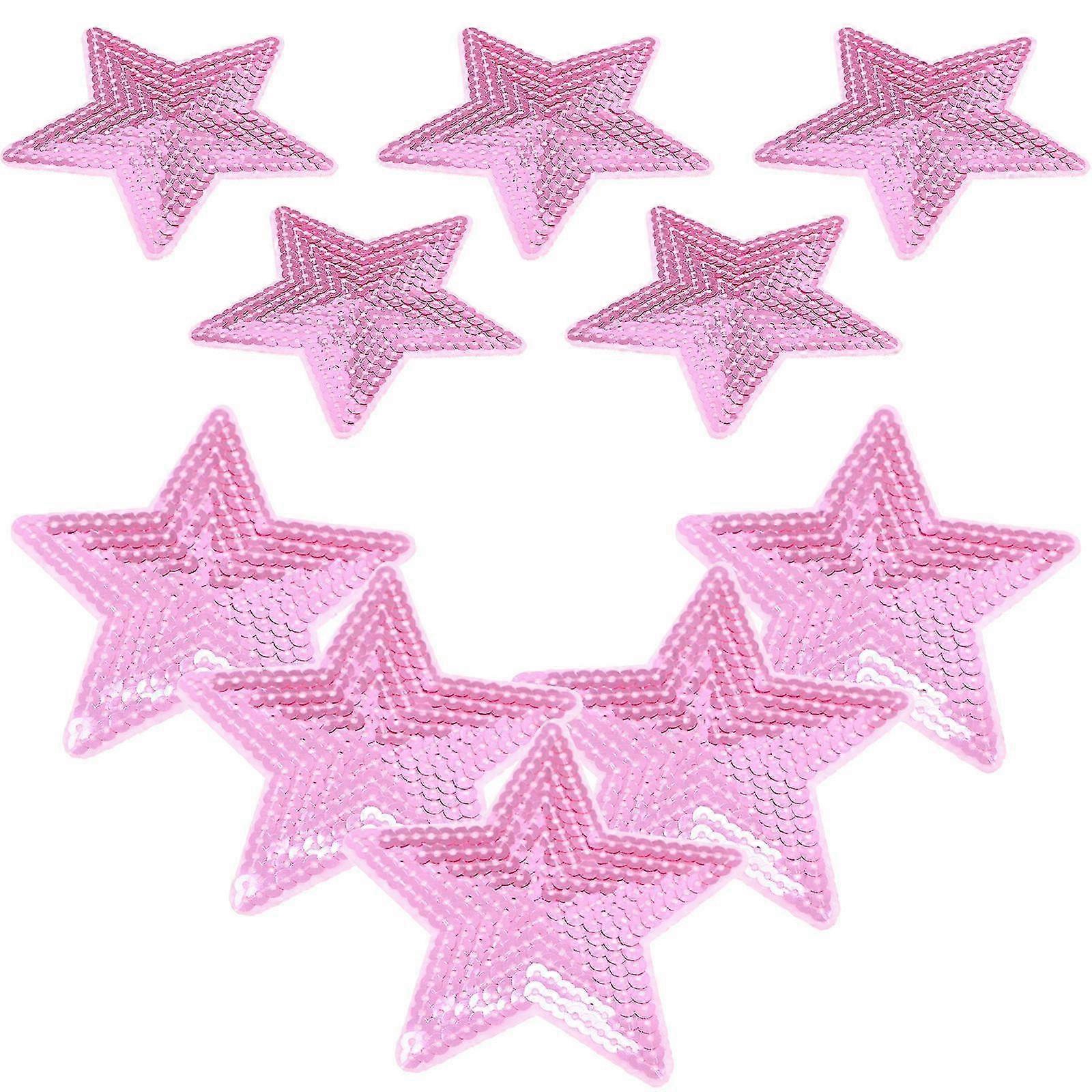 Star Sequin Applique Patch Polyester Material Decorative Star Craft Projects Personalization 9x8.5 Cm 10Pack