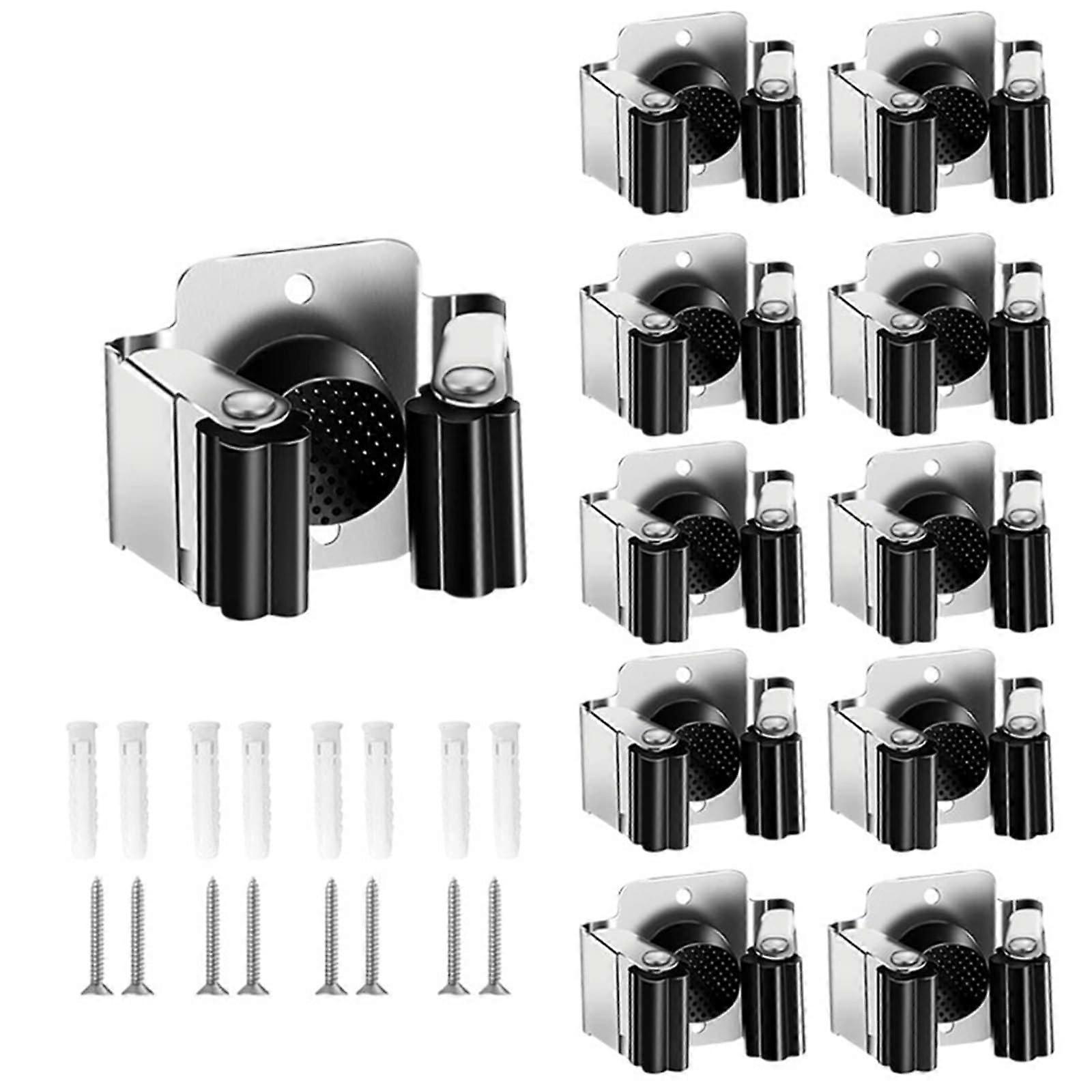 Broom Holder Wall Mount 24 Pack with Automatic Grip Lock, Waterproof Mop Organizer for Kitchen and Bathroom