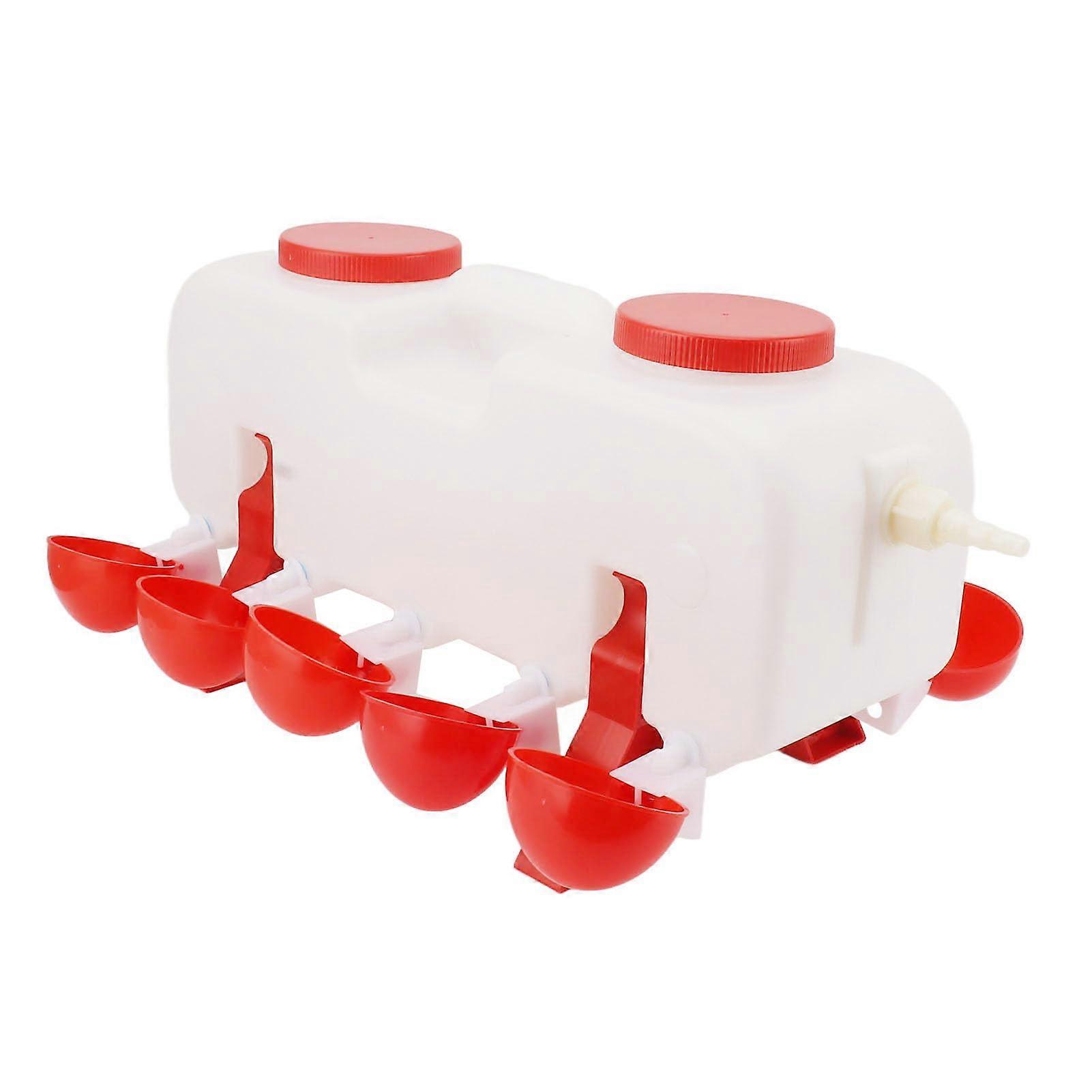 Large Capacity Automatic Chicken Waterer with 10 Cups, Outdoor Poultry Water Feeder with Float Valve Control