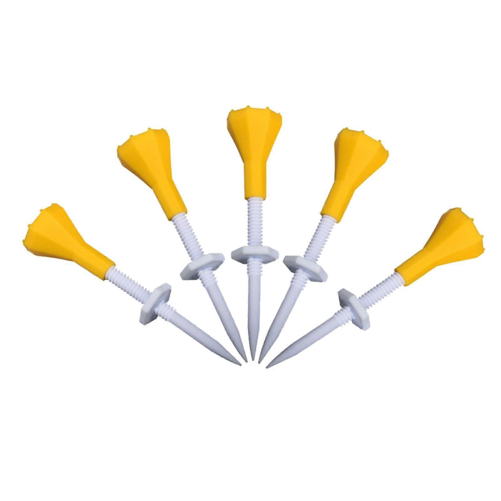 5Pcs Adjustable Height Golf Practice Tees Step Down Training Aid Yellow