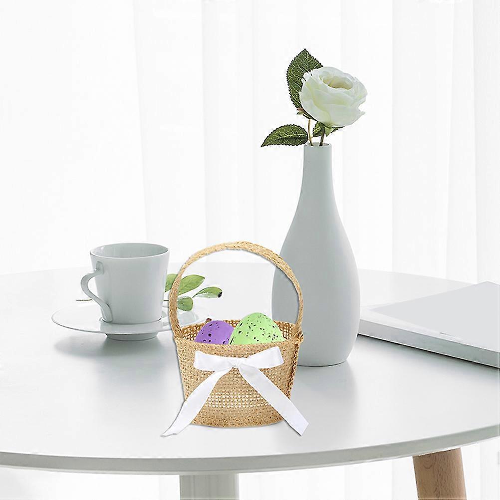 Flower Girl Basket for Storage Use 6Pcs Burlap Handheld Easter Egg Set