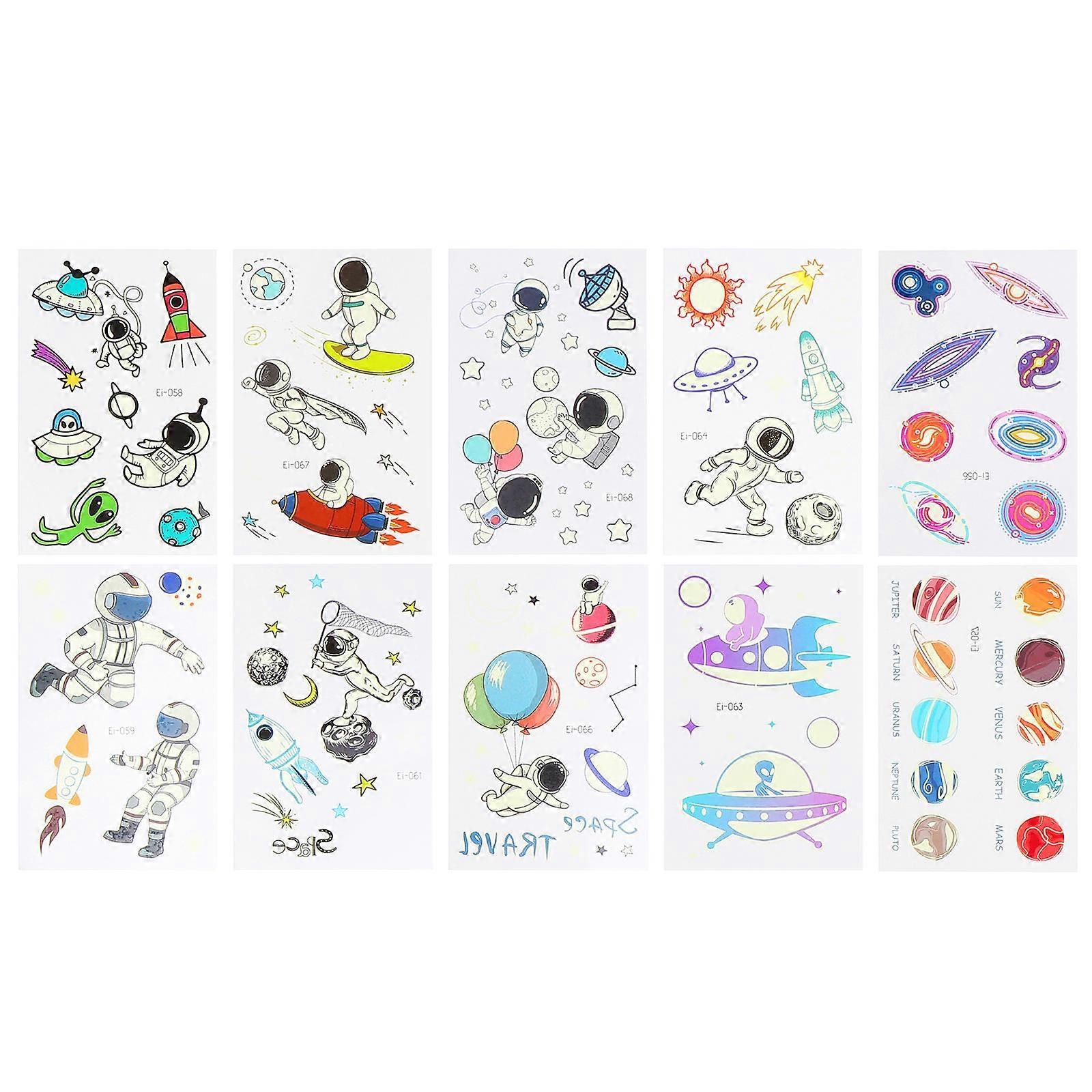 Outer Space Stickers Temporary Tattoos Creative Gift Washable PVC 10Sheets