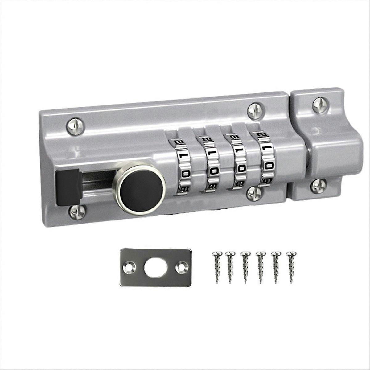 Sliding Combination Lock Password Door Latch Security Lock (Silver)