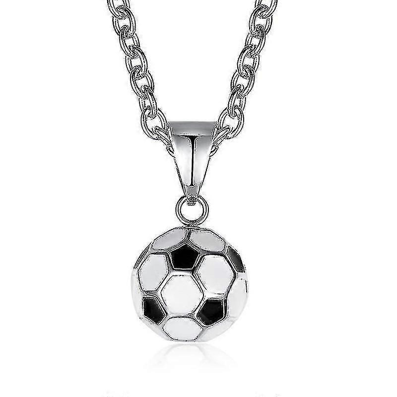 925 Silve Men Colar pendente de futebol 22 polegadas
