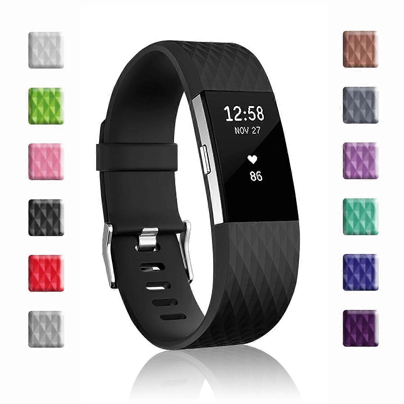 Replacement Band Large Black Strap for Fitbit Charge 2 Classic Edition Secure Adjustable Fit