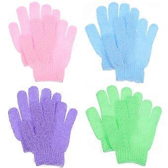 4 Pairs of Shower Exfoliating Bath Gloves Nylon Shower Gloves Body Scrub Exfoliator