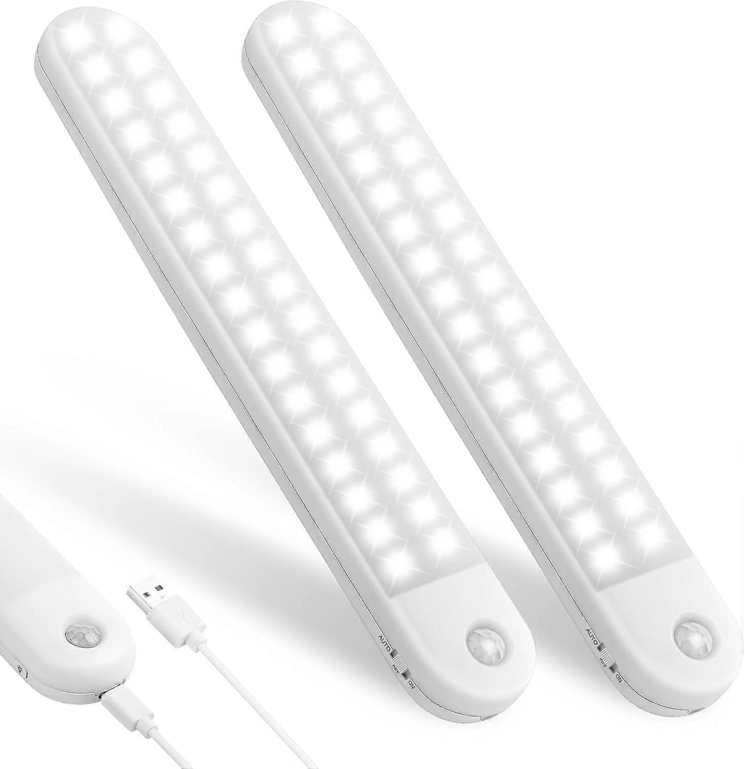 Wireless Motion Sensor LED Under Cupboard Lights USB Rechargeable 2-Pack