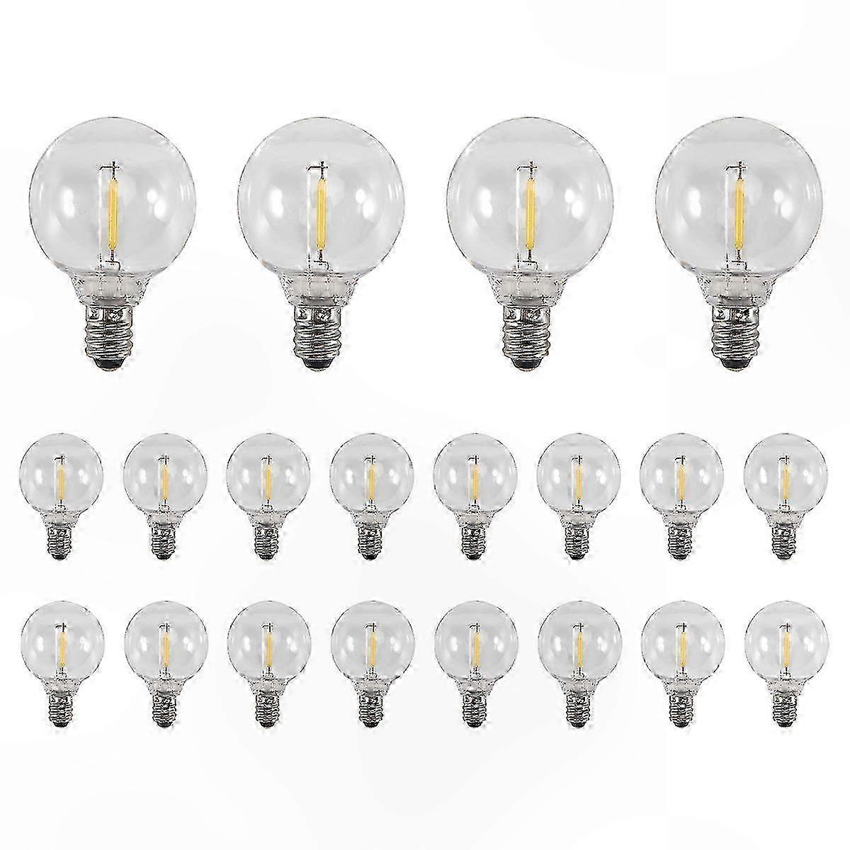 Shatterproof 20-Pack E12 base globe G40 LED Bulbs Replacement lights compatible with decorative Solar string lighting