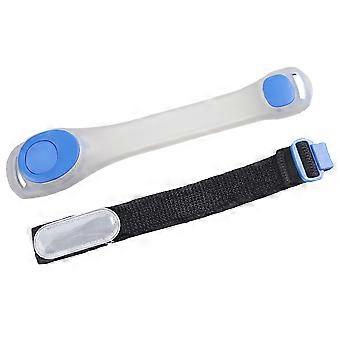 Cinturón para correr con 4 luces LED ajustables, brazaletes luminosos azules
