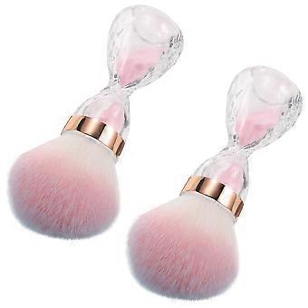 2szt Szczotka do pyłu do paznokci Szczotka do kurzu do paznokci akrylowych Pędzel do usuwania pyłu Pędzel do manicure Narzędzia do czyszczenia Pędzel do paznokci Różowy