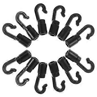 30pcs Crochets élastiques Crochets de kayak en plastique pour kayak Accessoires de camping pour bateaux et canoës Clips robustes pour corde élastique Noir