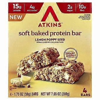 Atkins, Soft Baked Protein Bar, Lemon Poppy Seed, 4 Bars, 1.76 oz (50 g) Each, 3-Pack