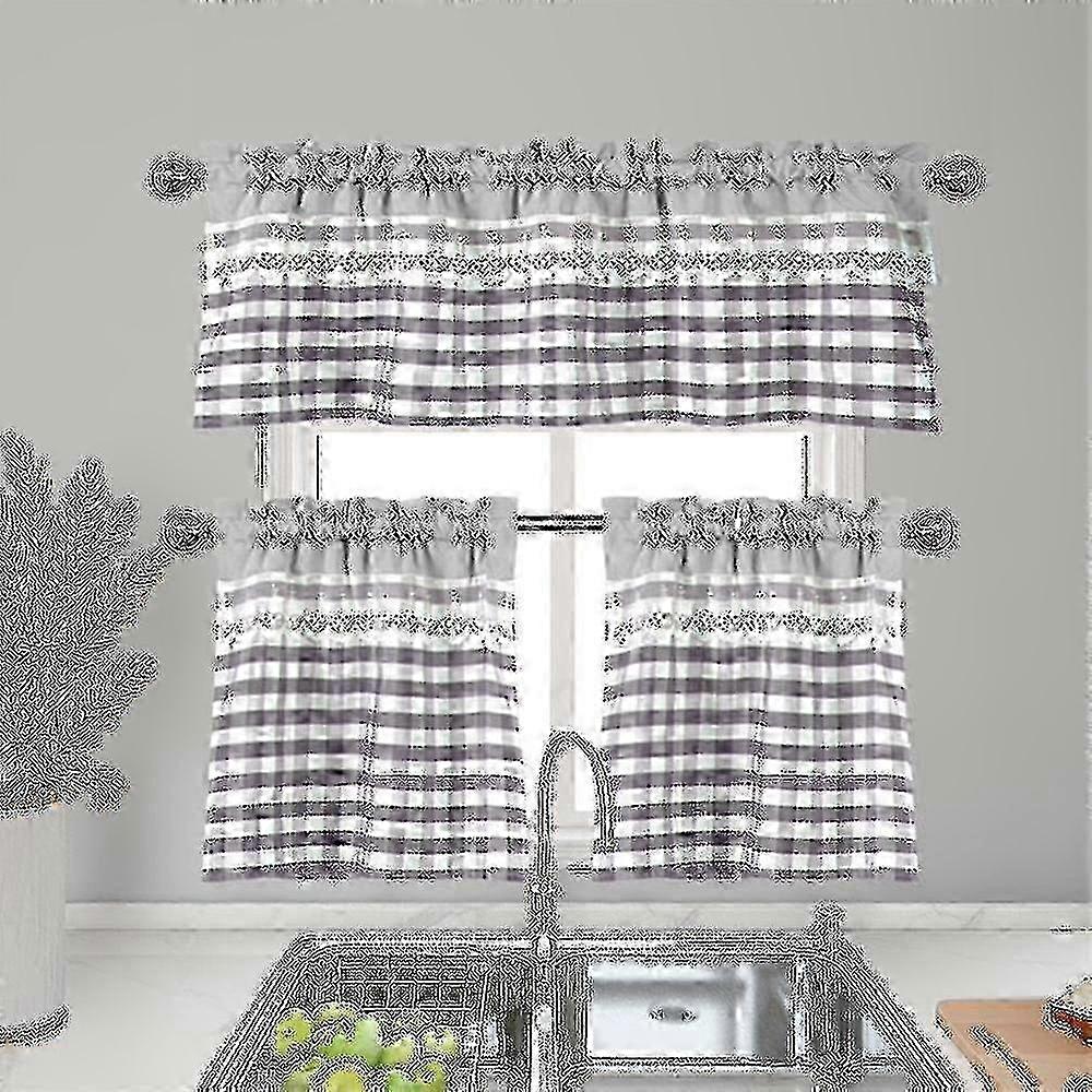 Kitchen Drapes with Valance Topper for Window Cafe Decor