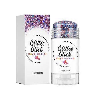 Red White Blue Chunky Star Sequin Glitter Stick, Long Lasting Patriotic 4th of July Makeup Stick for Face Hair Body, Easy Application Festival Rave