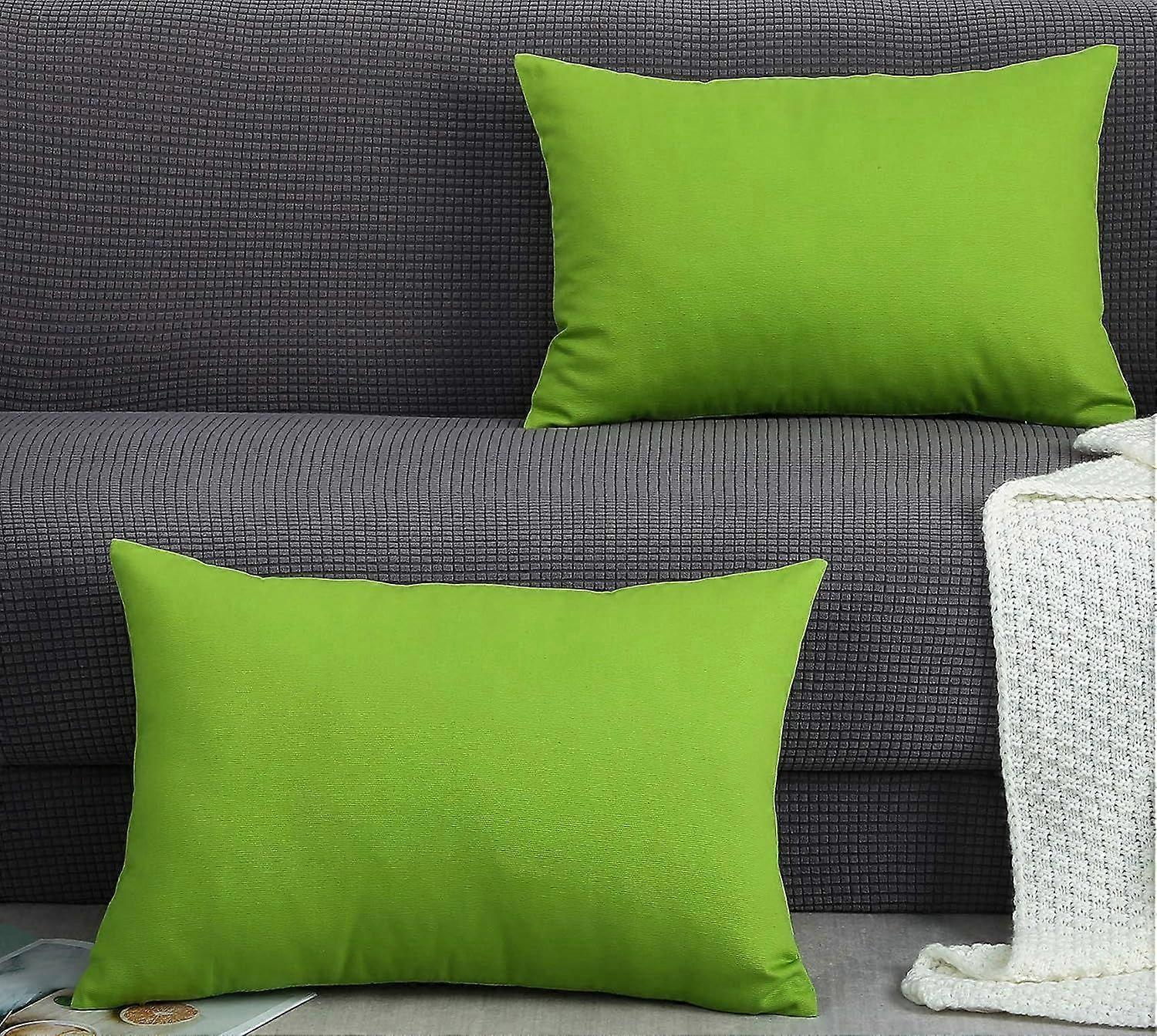 Cotton Solid Throw Pillow Covers, 12" x 18" , Apple Green