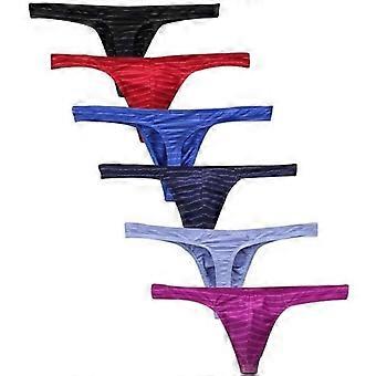 Men's Low Waist Thong Tanga Fashion Color Stripes 6PC Multicolor