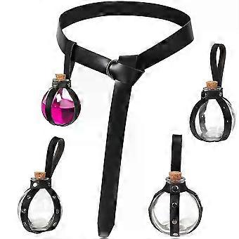 Medieval Alchemy Round Flask Potion Bottle With A Cork PU Leather Holder Punk Waist Belt Accessory Larp Costume Cosplay Perfumes