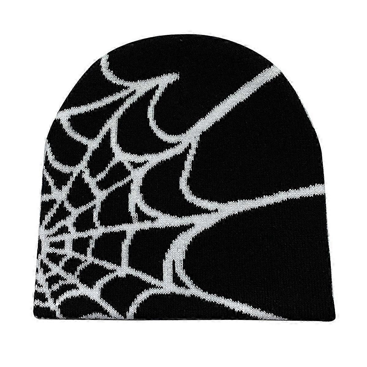Outdoor Y2K Gothic Spider Pattern Wool Acrylic Knitted Hat A