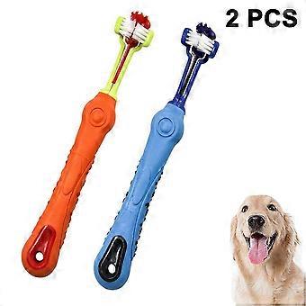2 /4 stuks driezijdige huisdier tandenborstel hondenborstel toevoeging slechte adem tandsteen tandenverzorging hond kat schoonmaken mond multi