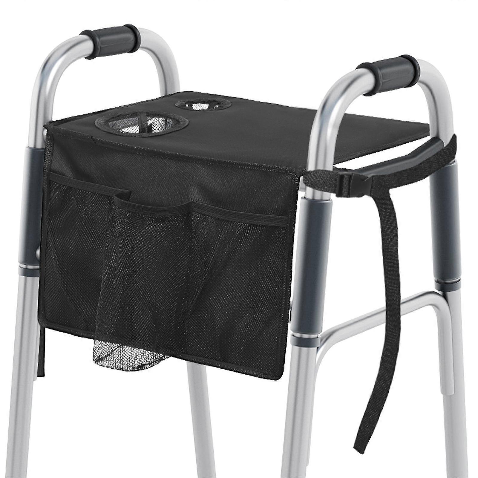Folding Walker Tray with Cup Holder Multi Pocket Rollator Storage Bag Dinner platecompatible withElderly Present