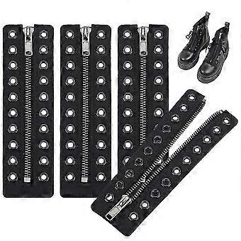 ZENGO 2 Pairs Leather Lace-in Boot Zipper Inserts, 6.9 x 2 Inch Eyelets Zipper Boot LacesHoles No Tie Shoe Laces, Black