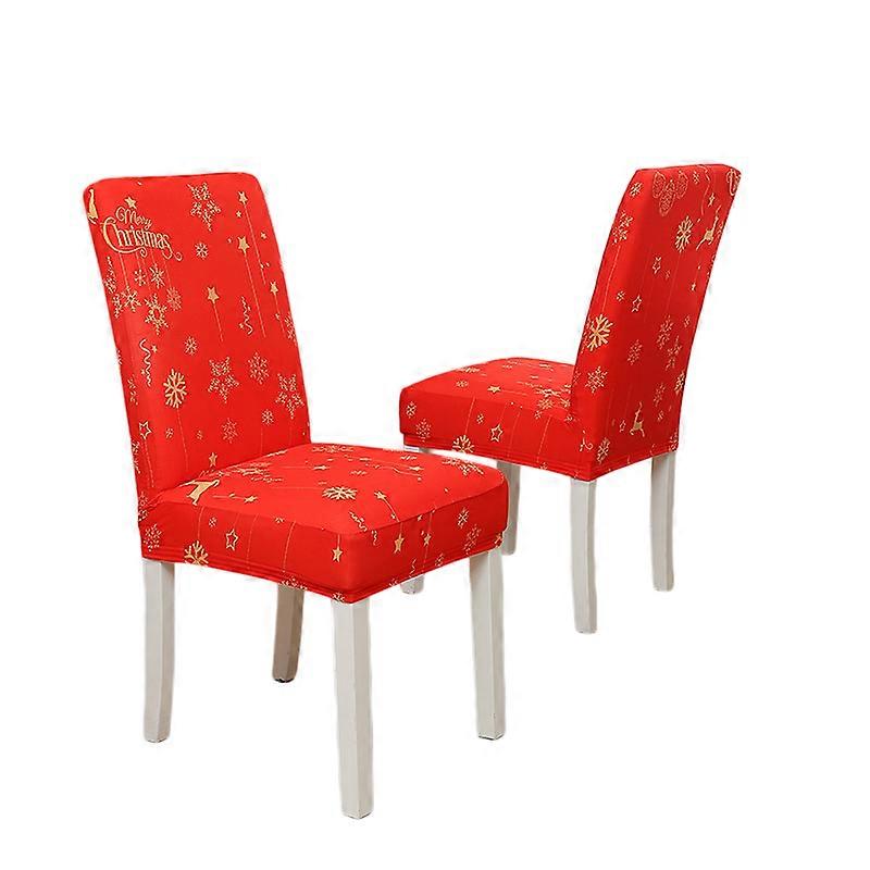 2Pcs Christmas Snowflake Chair Covers Protector, Stretchable, Red Slipcovers
