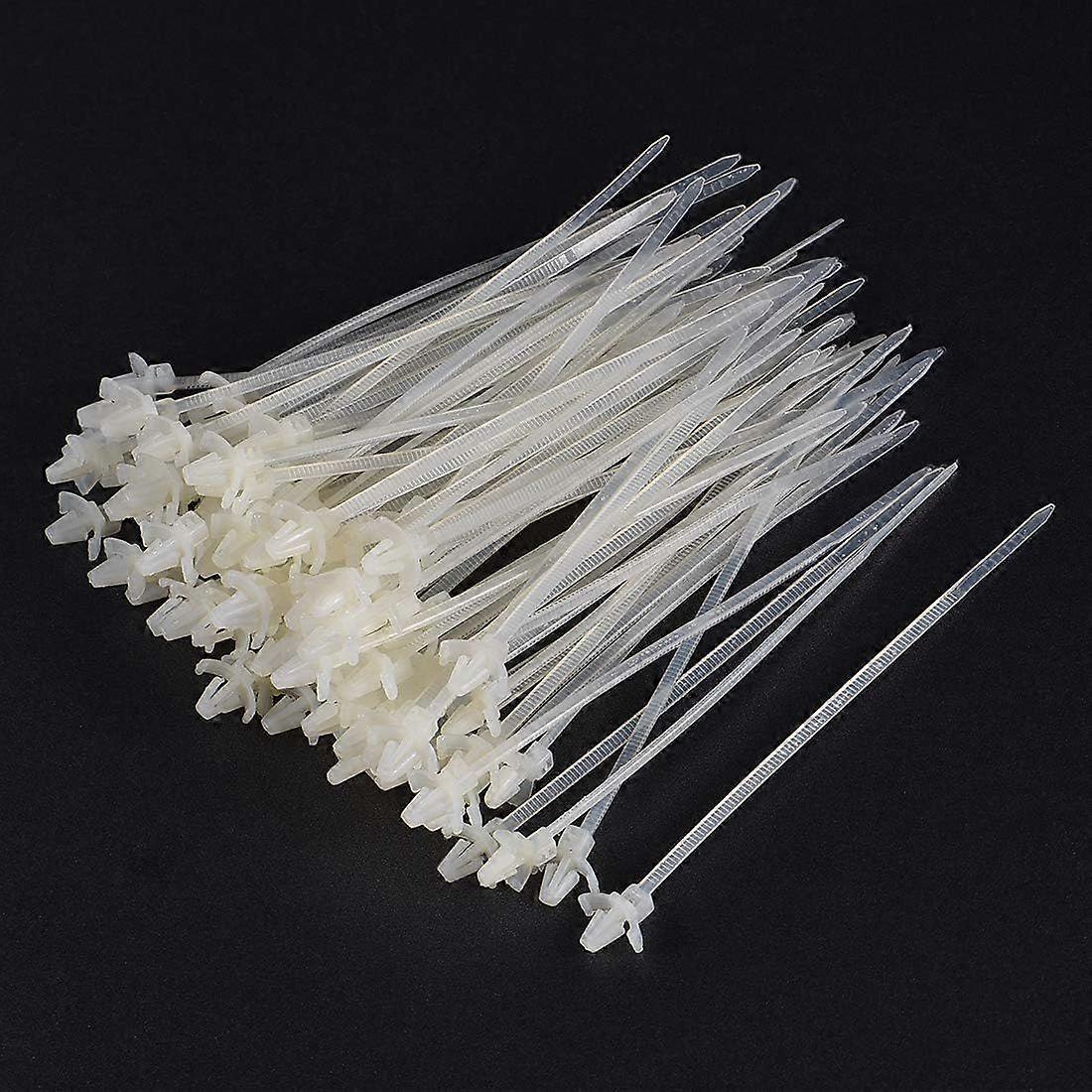 6 Inch Push Mount Nylon Cable Zip Ties - White, 200pcs